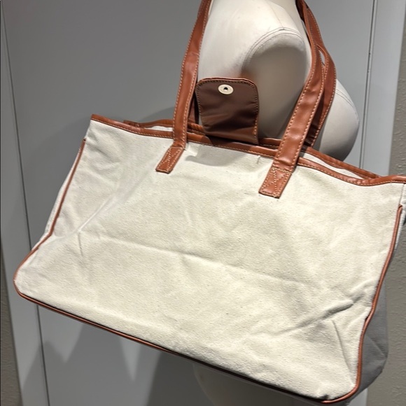 White and Brown Tote with Rainbow Message - Picture 6 of 14